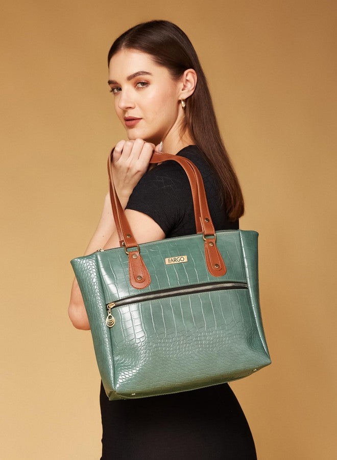 Fargo PU Women's Stylish Handbag (Green) - Image 2